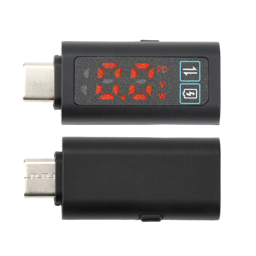 DC 5-24V PD100W Tip C - Tip C Adaptörü Voltmetre Ekran Güç Kaynağı ile Dijital USB C Dönüştürücü