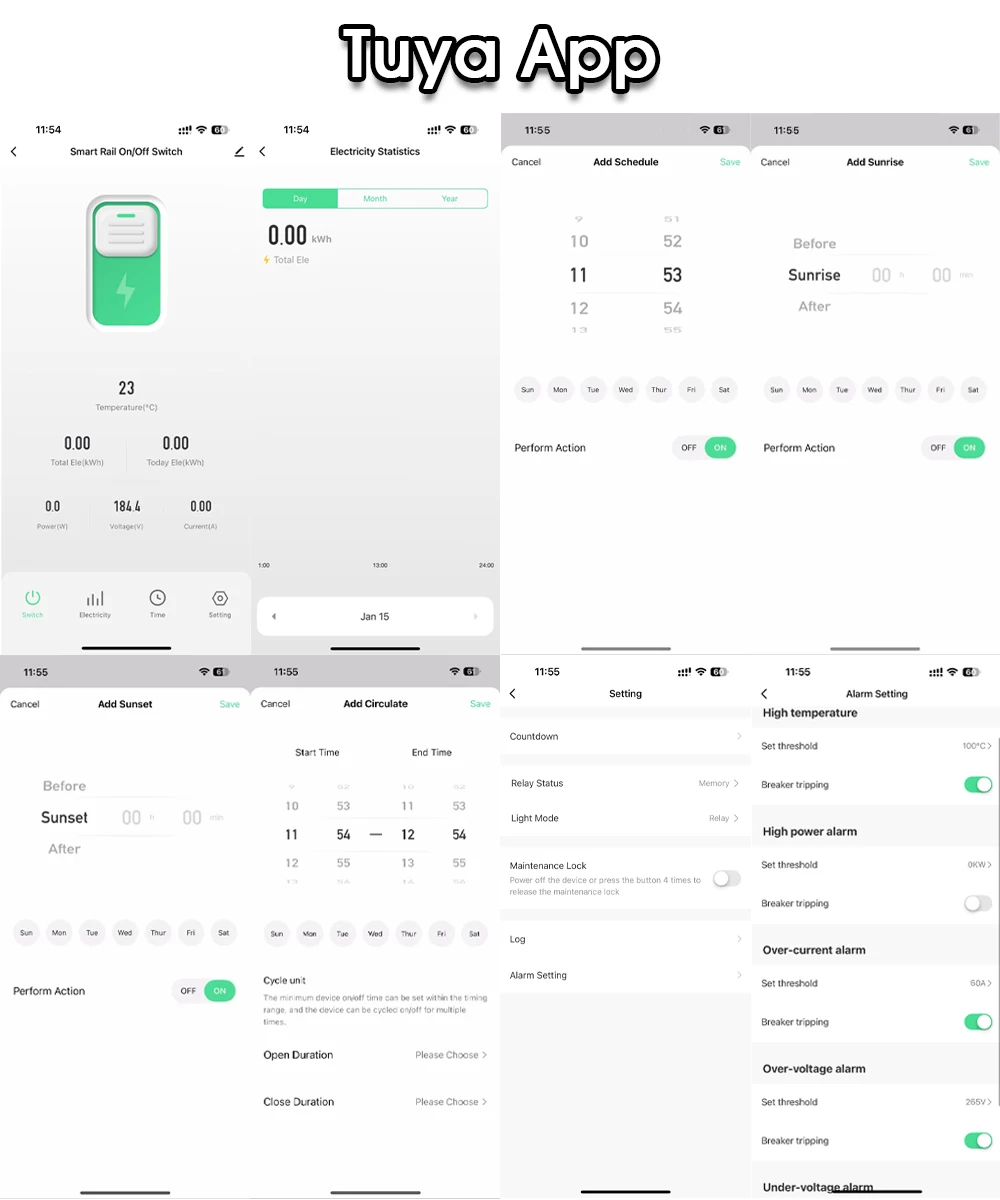 1P 2P TUYA APP Zigbee WIFI Smart Energy Power Consumption kWh Meter Circuit Brea