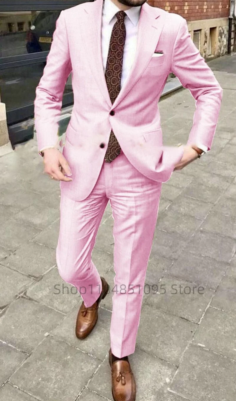 Smart Casual 2-Piece Men's Suit Notch Lapel Two Buttons Jacket Pants Groom Wedding Prom Party Dinner Tuxedos Business Suits Set