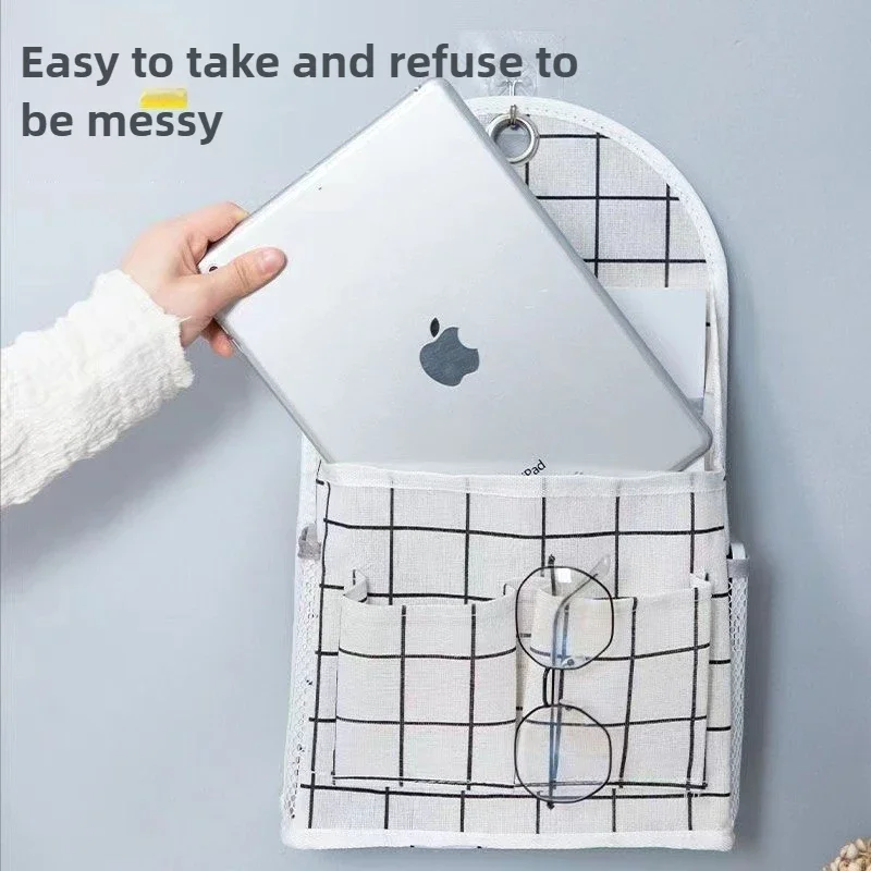 Fabric Hanging Storage Bag for Dormitory Wall Mounted Wall Door Bags Dual-Pocket Side Mesh Organizer Book Magazine Phone Holder 3