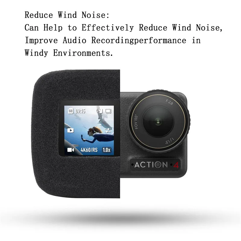 Windslayer Cover for Action Camera - Windproof Noise Reduction Sponge Foam Case
