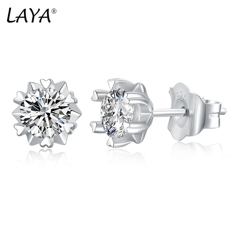 

LAYA Classic 100% 925 Sterling Silver 0.5CT Moissanite Gemstone Anniversary Six Prong Diamond Wedding Earrings Fine Jewelry Gift