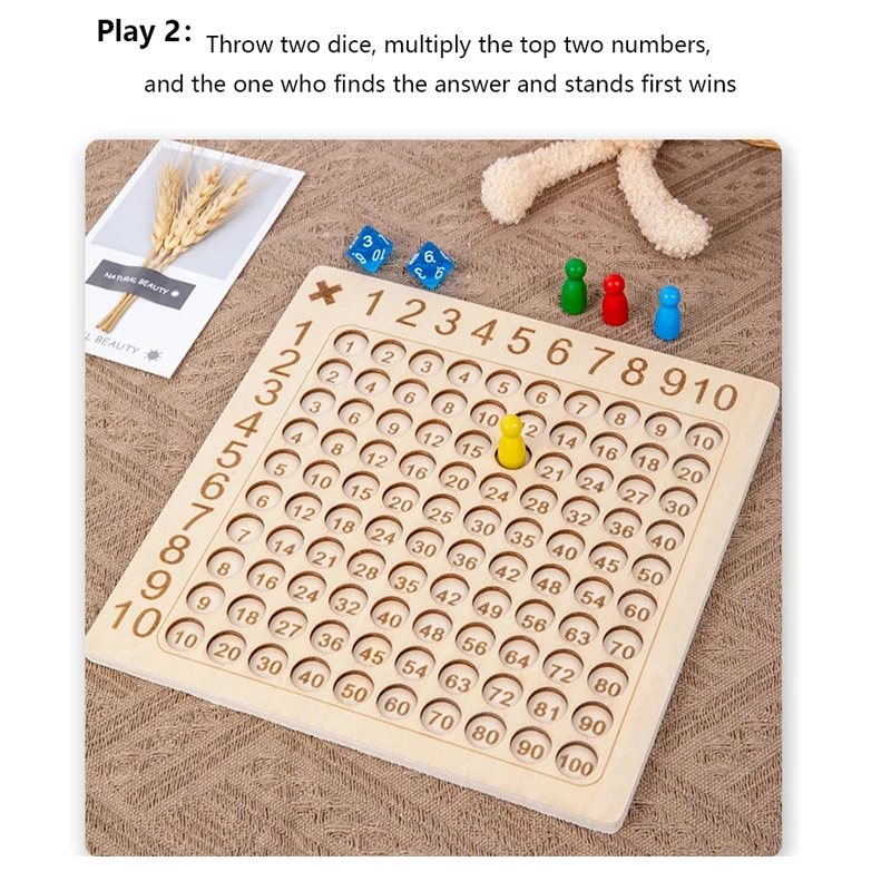 99 Multiplication Board Game Wooden Montessori Learning Educational Toys Math Counting Hundred Children Family Party Games 5