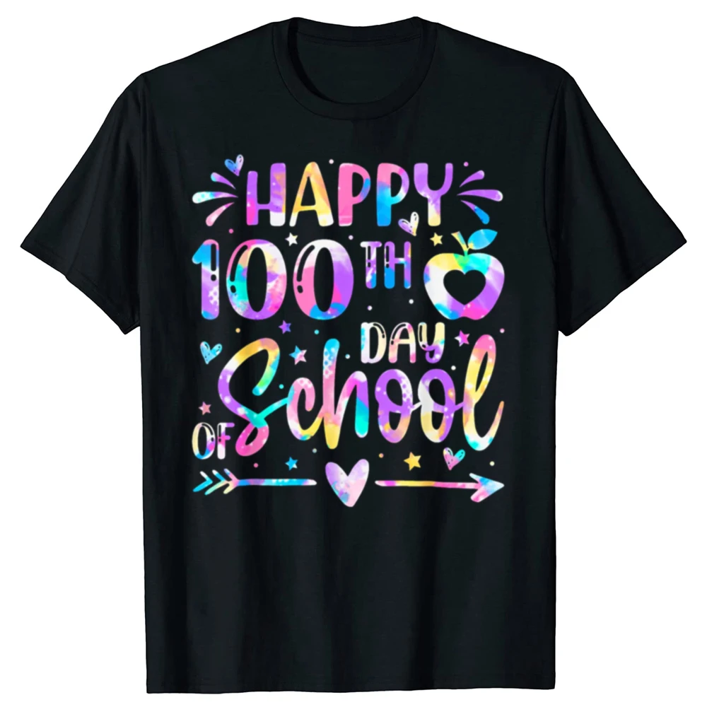 Lustige Happy 100. Tag der Schule Regenbogen 100 Tage 100 % Baumwolle T-shirts Männer Casual T-shirt Lose Übergroßen Streetwear T Shirt