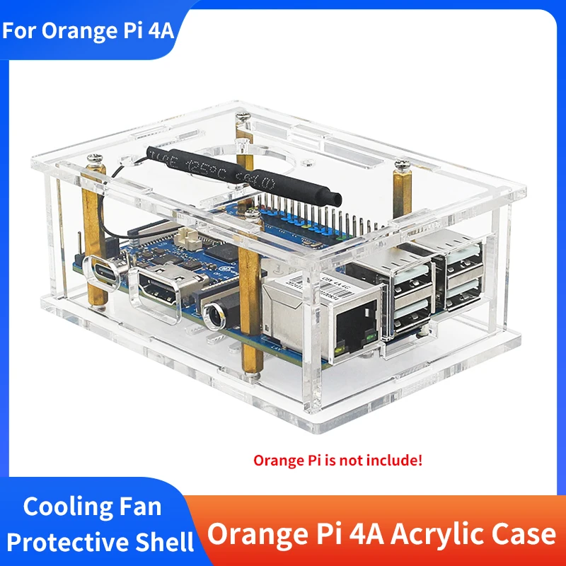 Orange Pi 4A Acrylic Case Transparent Protective Shell With Cooling Fan Heatsinks For Orange Pi 4A Optional