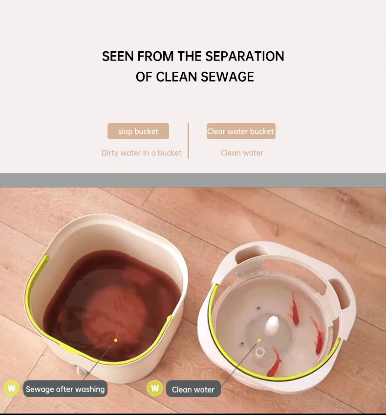 Mop Floor Clean Mop Household Hand-Free Rotary Mop Cleaning Hand Pressure Water-Absorbing Wet And Dry Dual-Use Flat Top Mop Set