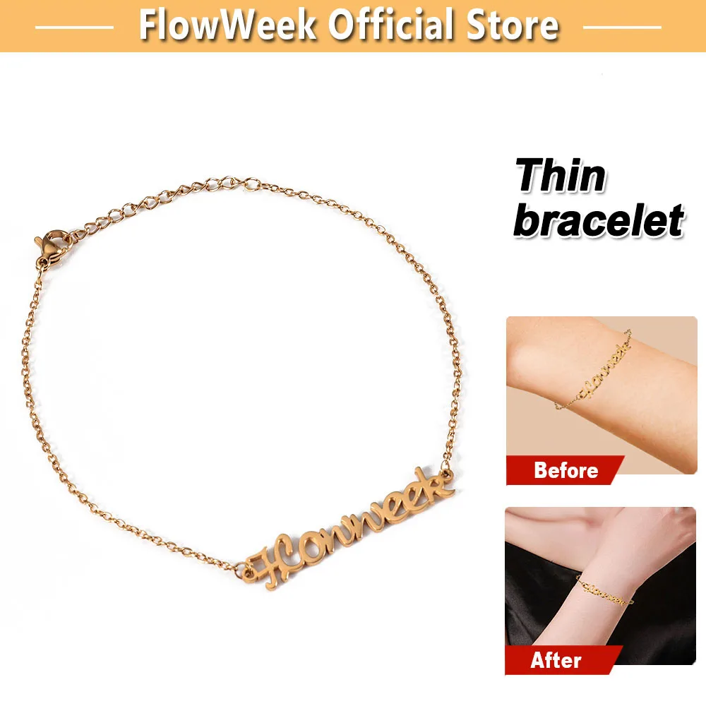 Flowweek กำไลข้อมือโซ่แบบบางสำหรับผู้หญิงกำไลข้อมือสีทองซ้อนได้ปรับได้แบบเรียบง่ายของขวัญเครื่องประดับ