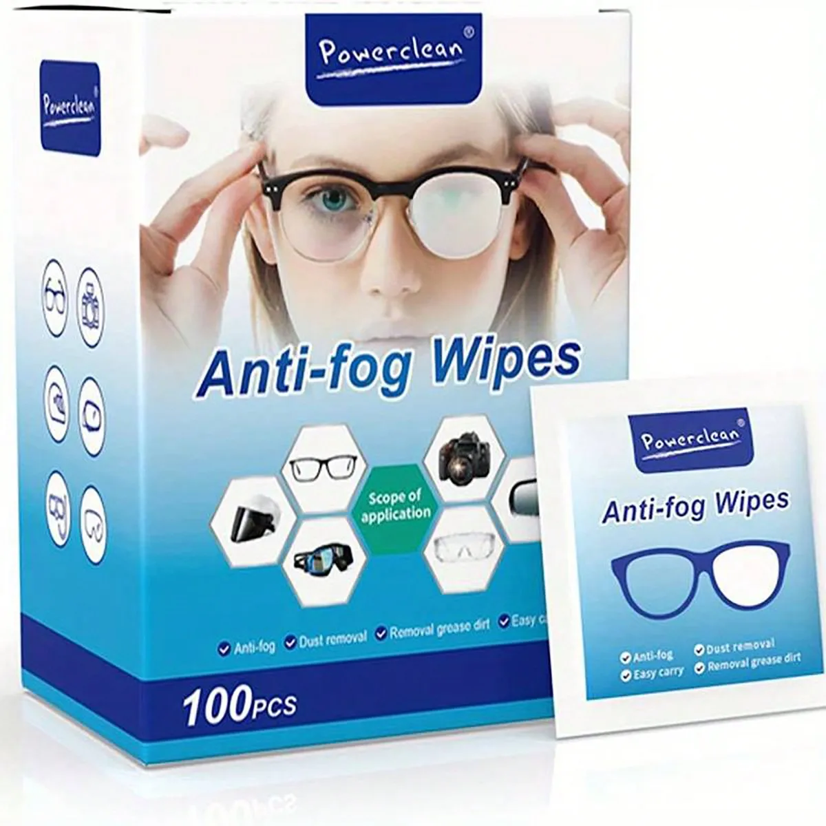 100PCS Disposable Eyeglass Cleaning Pads Traceless Quick Drying Anti-fog