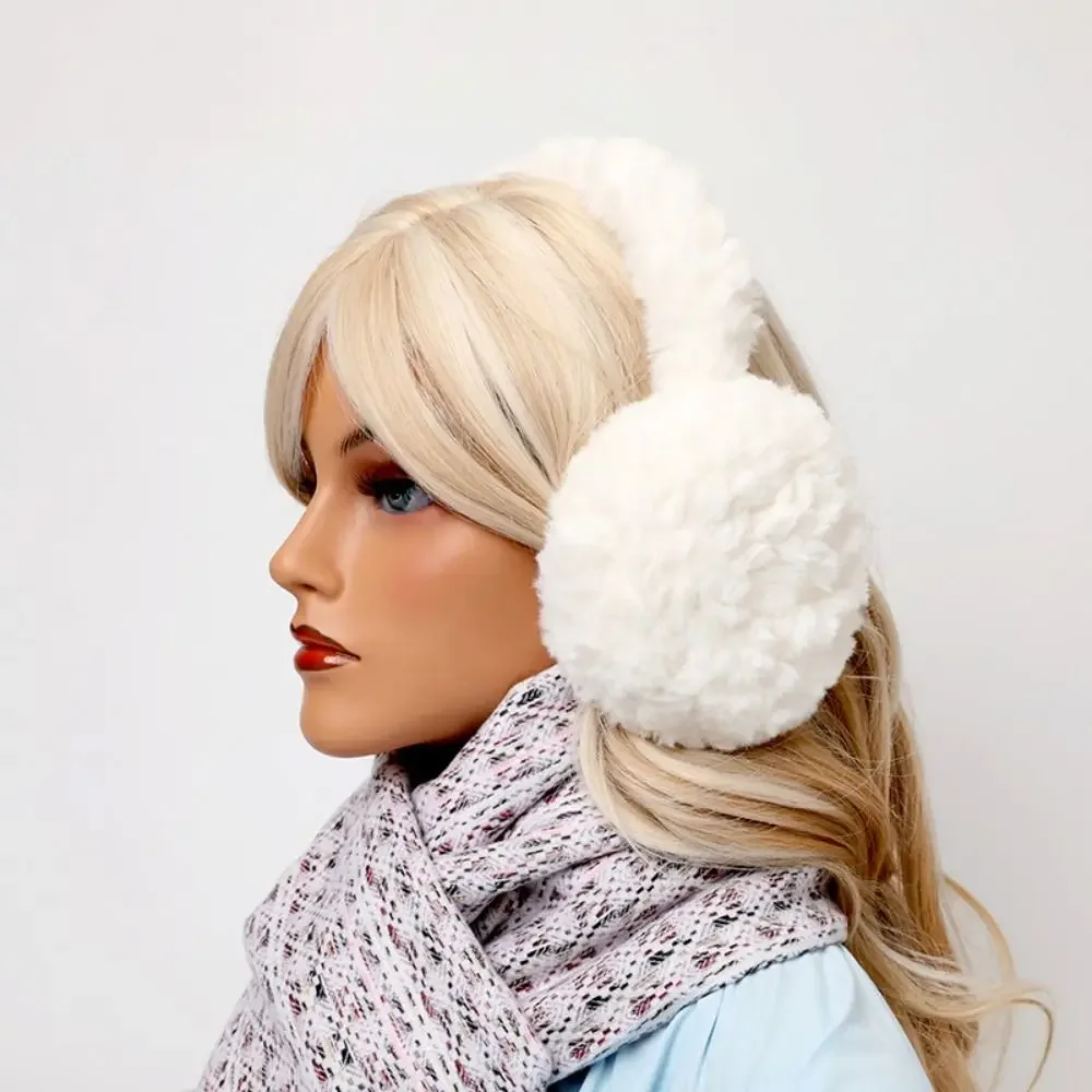 Fashion Warm Plush Ear Warmer Solid Color Foldable Folding Earflap Ear Protection Thickened Winter Earmuffs Outdoor