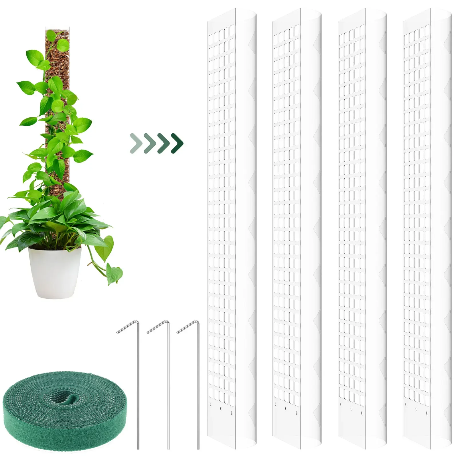 

4Pcs Moss Pole 60cm Reusable Plastic Plant Pole Stick Transparent Plant Support Weather Resistant Moss Stick for Climbing Plants