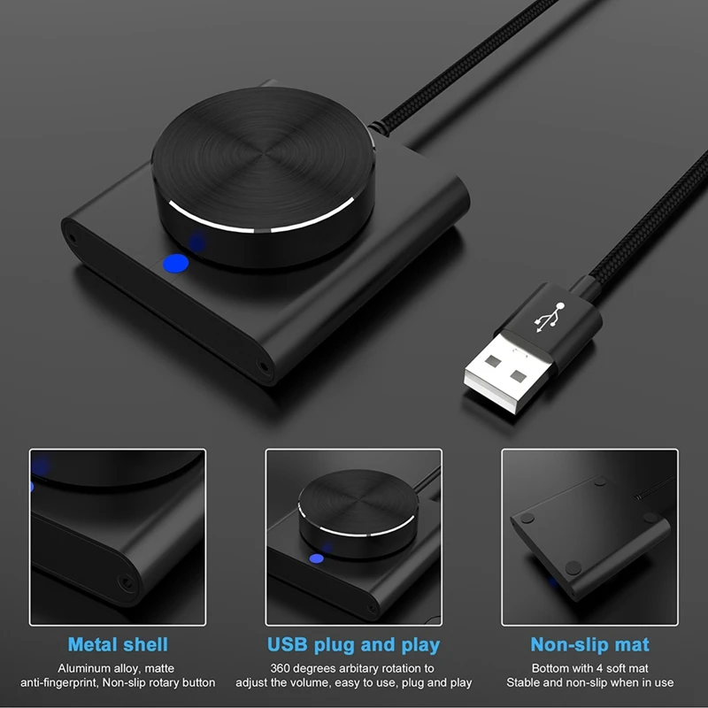 USB Volume Control Knob External Audio Adjuster With USB Cable For PC Speaker Knob Switch