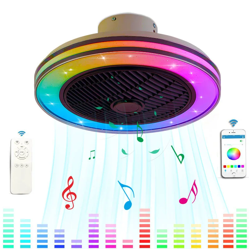 

60W Ceiling Fan With Led Light Remote Control Smart Bluetooth Speaker Ceiling Lamp Chandelier RGB Starlight For Home Free Ship