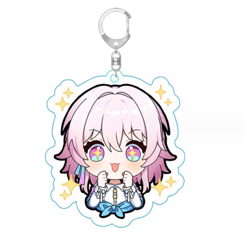 

Collapse Star Dome Railway Animation Peripheral Keychain White Dew March Seven Green Bird Plain Clothes Acrylic Double-sided