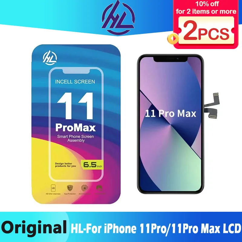

2PCS HL-Incell HD+ For iPhone 11 11Pro 11Pro Max LCD Display With 3D Touch Digitizer Assembly Display With IC Support True Tone