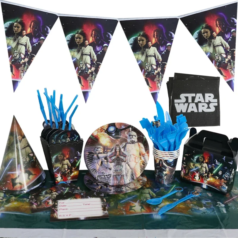 

Star Wars Party Supplies Disposable Tableware Paper Cups Plates Banner Balloons Set Baby Shower Kids Birthday Party Decorations