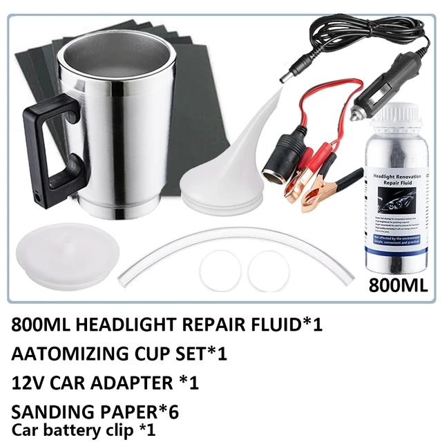Kit Polissage Phares Voiture Recharge 800 ML Neuf Kit De Rénovation Pour Phares De Voiture - Polissage Et Restauration - Flacon 800 ML Kit Carrosserie