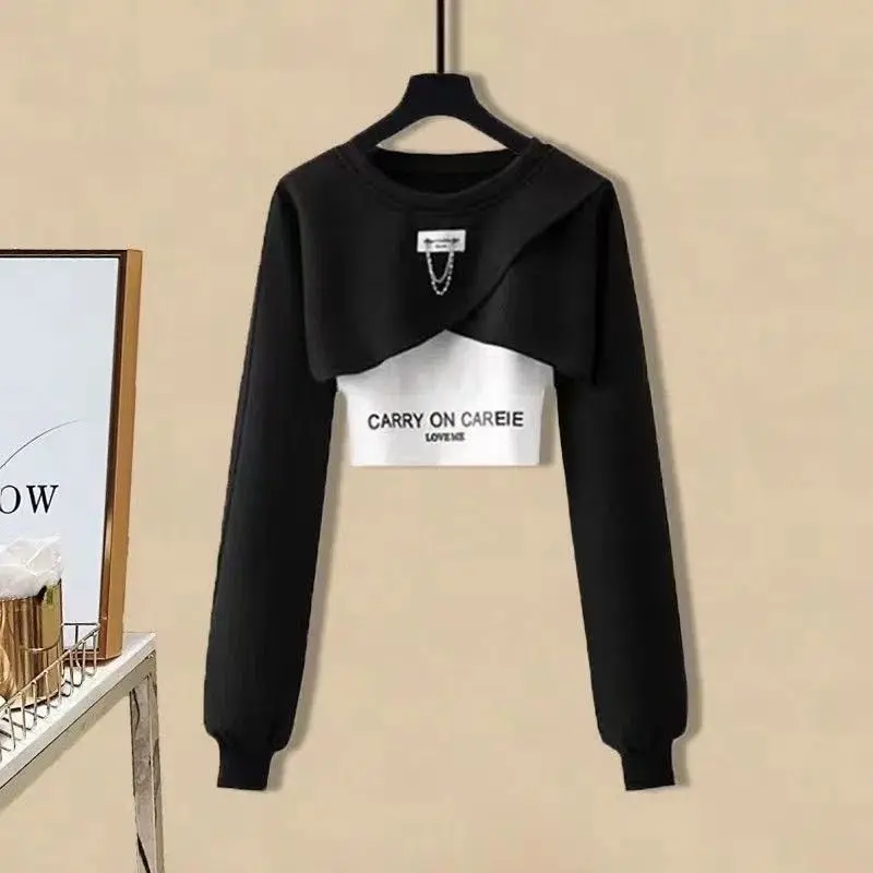 Spring and Autumn New Suit Women's 2023 Korean Version Loose Long-sleeved Top+versatile Wide Leg Pants Three-piece Set