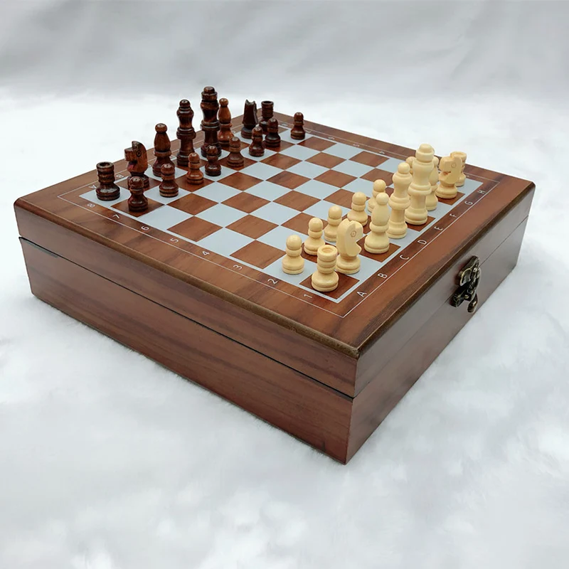 

Wooden Strategy Chess Game Medieval Boardgame Mini Wooden Retro Gathering Children Chess Family Juegos De Mesa Birtnday Gifts