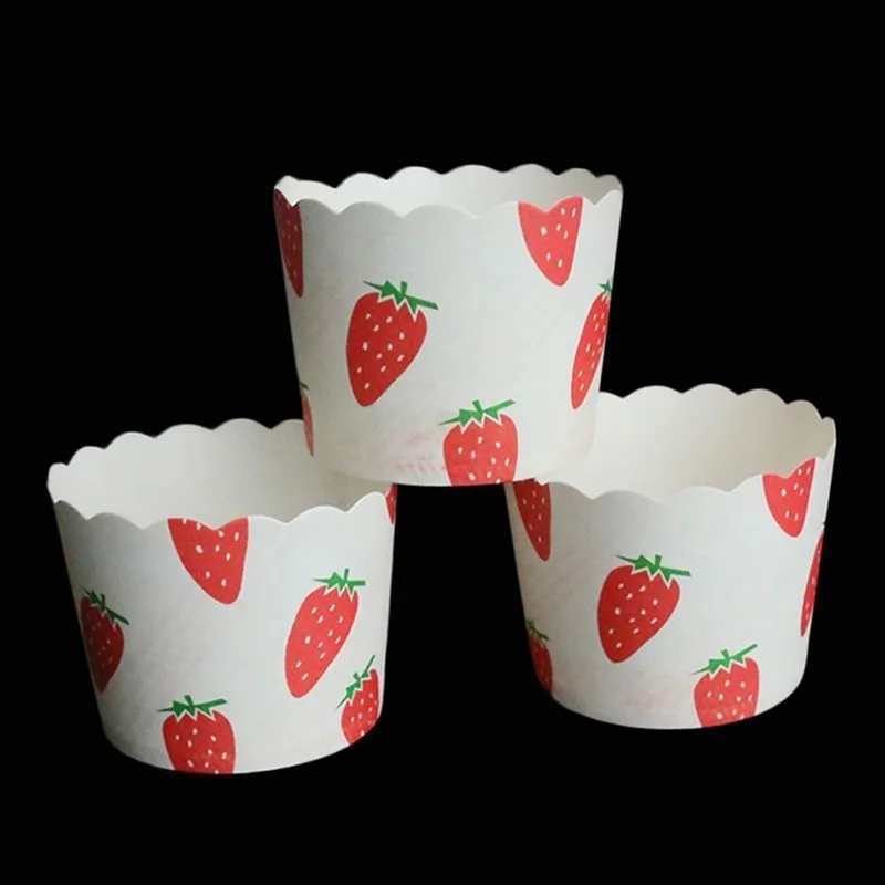 50pcs/bag Kitchen Baking Tools Red Strawberry Letters Cupcake Paper Muffin Liner Cases for Birthday Wedding Baking Accessory
