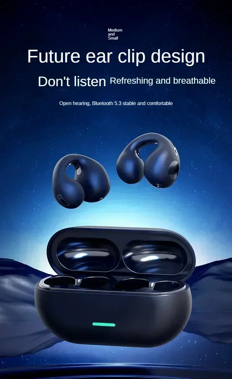 Description Picture 3 of itemNEW Bluetooth 5.3 Wireless Bone Conduction Headphones T75 Clip Ear Music Noise Canceling Headset HD Call Sports Gaming Earphone