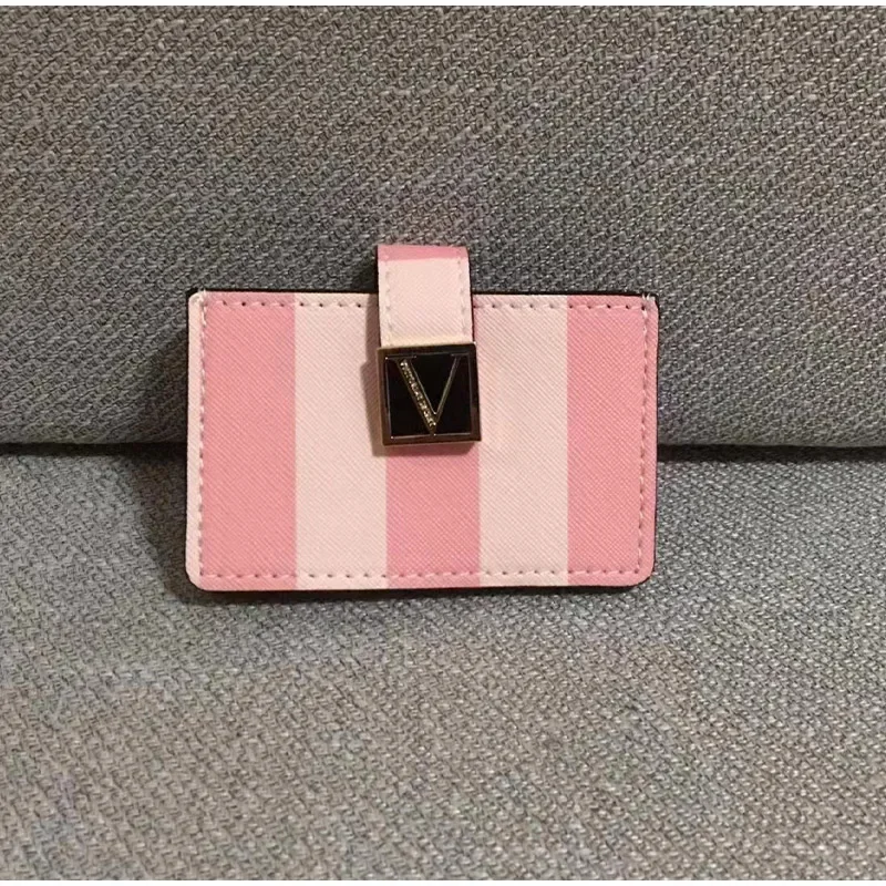 Fashion Brand Purse Women's Card Holder Pink Stripe Color Ladies Purse Mini Females Clutch Bags Luxury Trendy Gilrs Gifts 2024