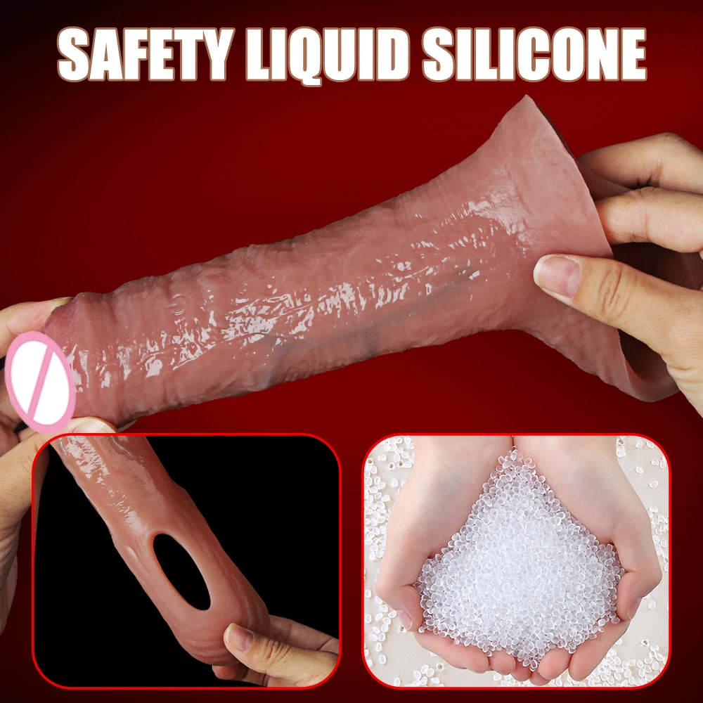 Men Extender Silicone Dick Sleeve Realistic Penis Sleeve Enlargement Sleeves For Cock Sex Toys Artificial Penis Enlarge Condom penis sleeve penis condom penis enlargement