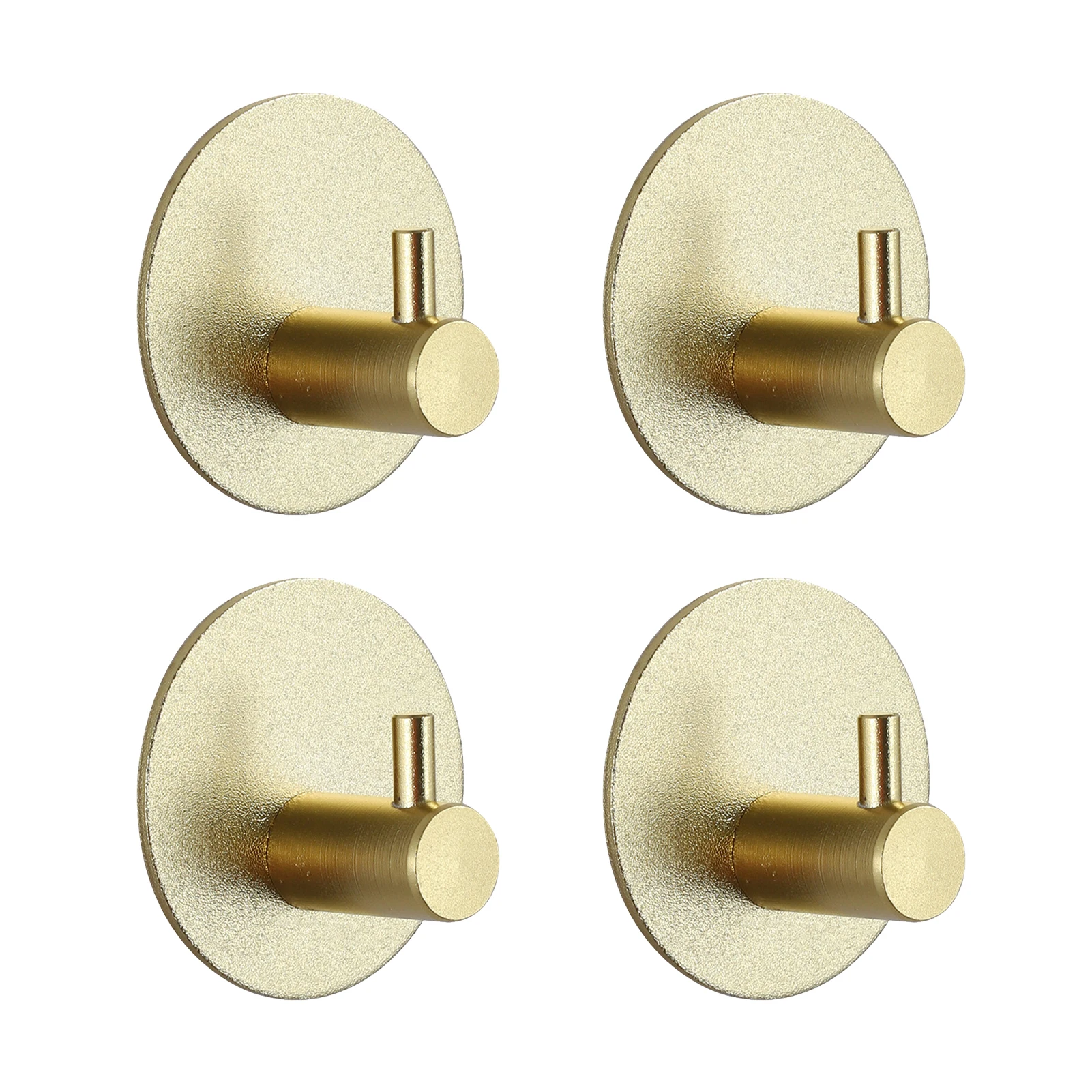 

4pcs Reusable Family Towel Kitchen Golden Silver Pink Bathroom Clothes Wall Hooks No Drilling Circle Gluing Strong Self Adhesive