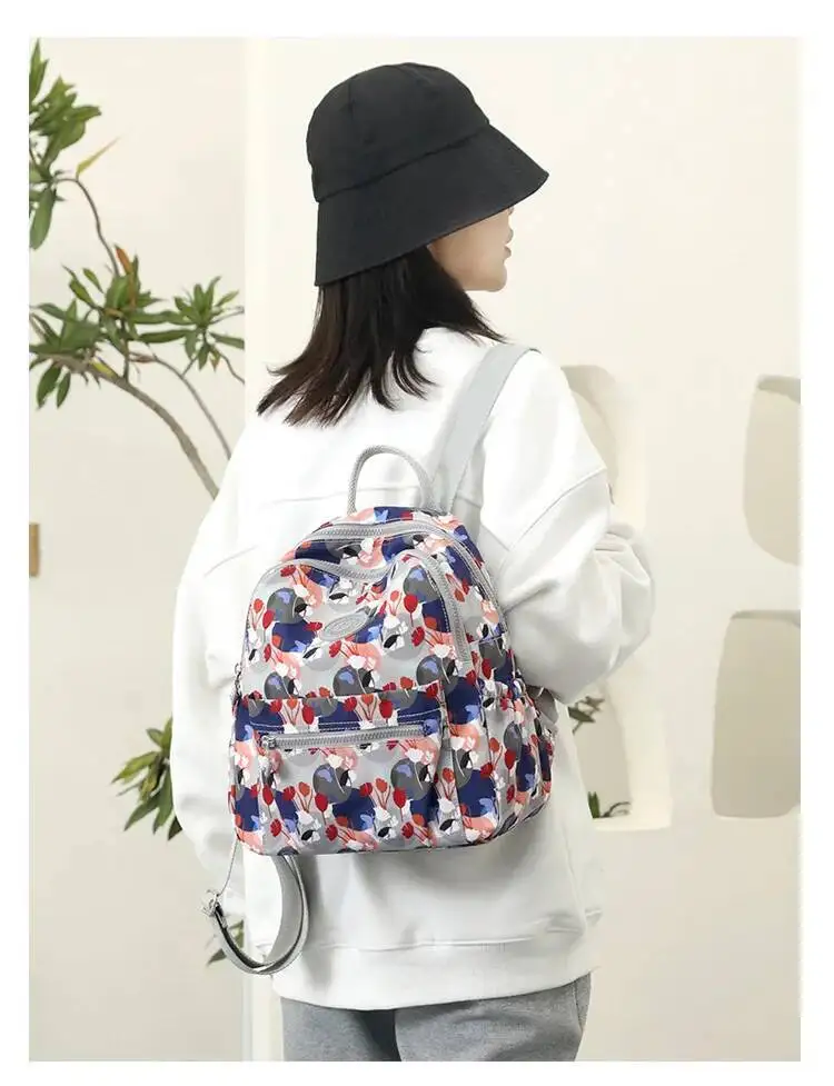 Brief Drucken Ultra-licht Casual Kleine Doppel Schulter Taschen Neueste Nette frauen Rucksack Koreanischen Stil Einfache Nylon Pendler Tasche – Detail 14