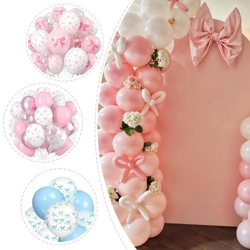 60-30 Stück Schleifendesign Latexballons 12 Zoll Weiß Rosa Schleifenmuster Ballons für Mädchen Geburtstagsfeier Babyparty Hochzeitsdekoration – Detail 2