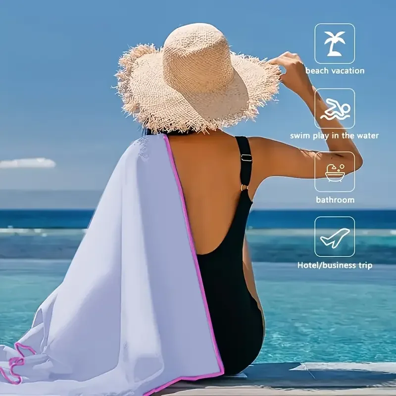 1-psc Microfiber Travel Towel, Quick Dry Towel Super Absorbent Compact Lightweight L For Beach, Gym, Pool, Bath, Yoga_voghion.com