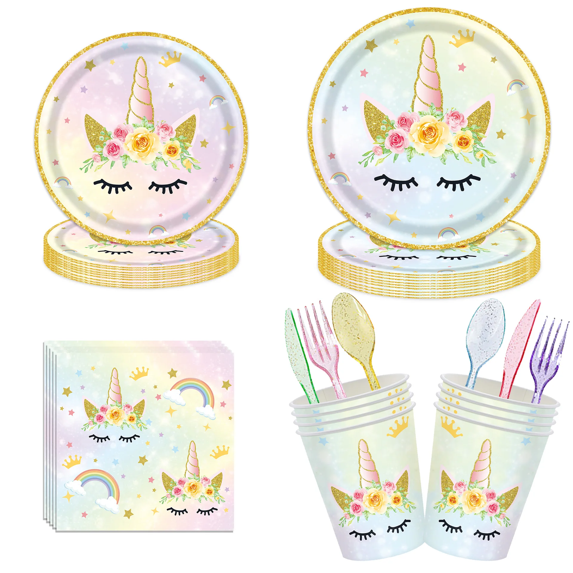 Unicorn Birthday Party Decoration Unicorn Tableware Paper Plates Cups