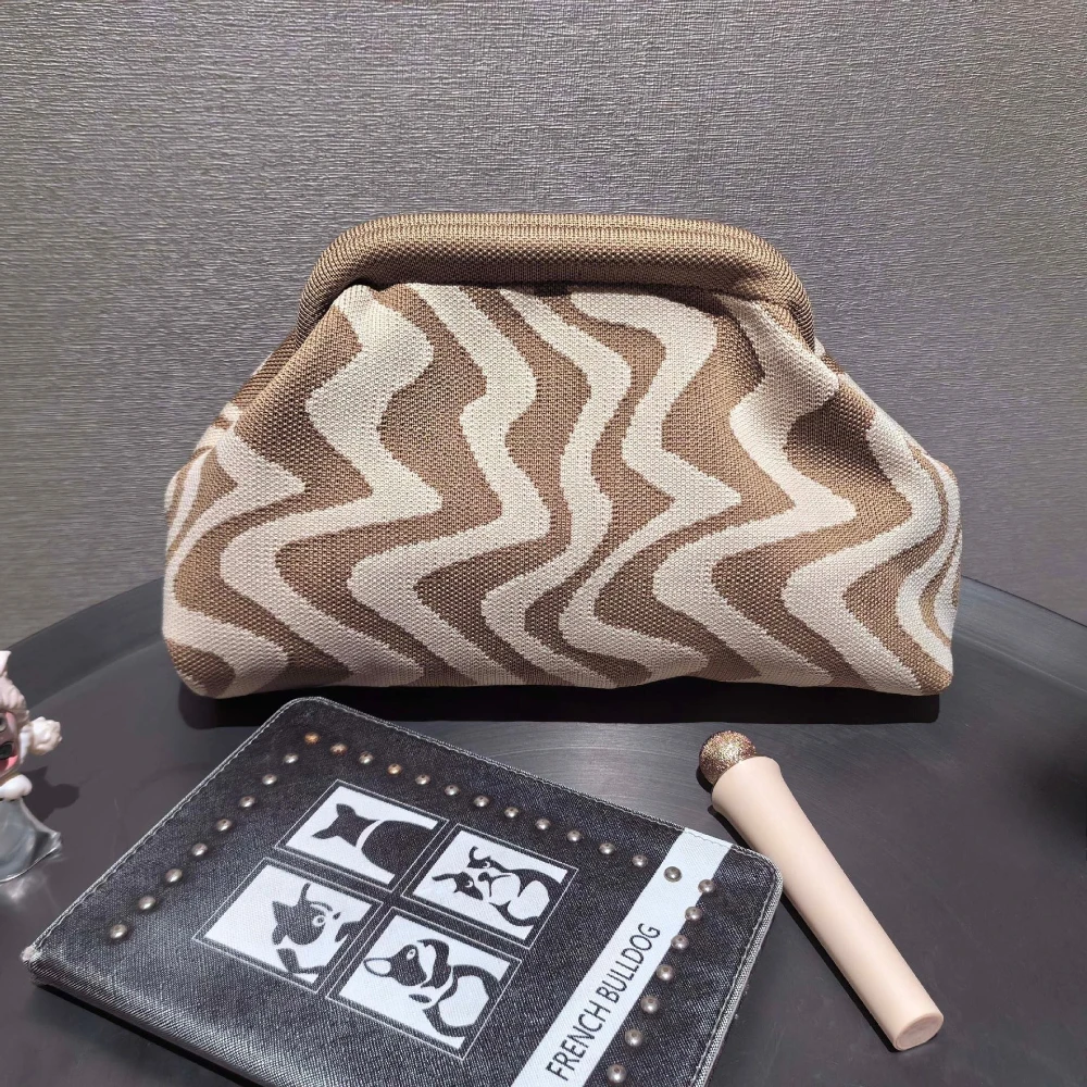 2026 NEW Ladies Beach Shoulderbag Vintage Letter Crochet Knitted Tote Crochet Cord Fabric Shopping Bag Unclosed Unlined Purse