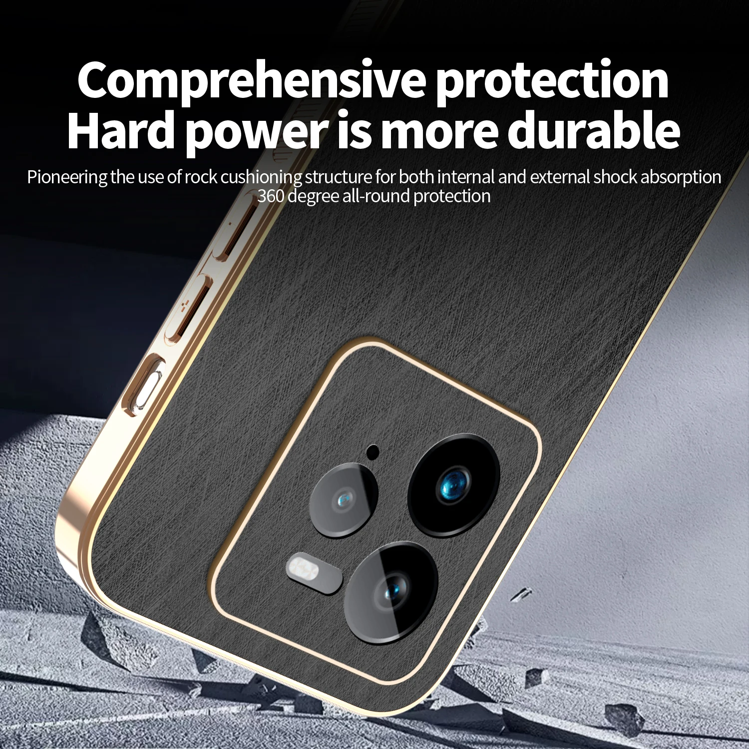 High-End Electroplated Magnetic Gold Wire Texture Shockproof Bumper Case