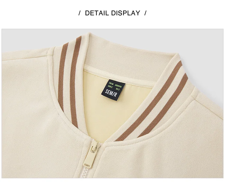 Coat Women Mid-Length Imitation Suede Loose Contrast Color Jacket Autumn Letter American Retro Star Baseball Coat