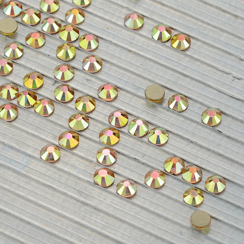 SS3-SS60 Metall Sonnenlicht Glas Flatback Strass Glitzer Gold Basis Nicht Hotfix Strass Strasssteine für DIY Handwerk Kleid Dekoration – Detail 7