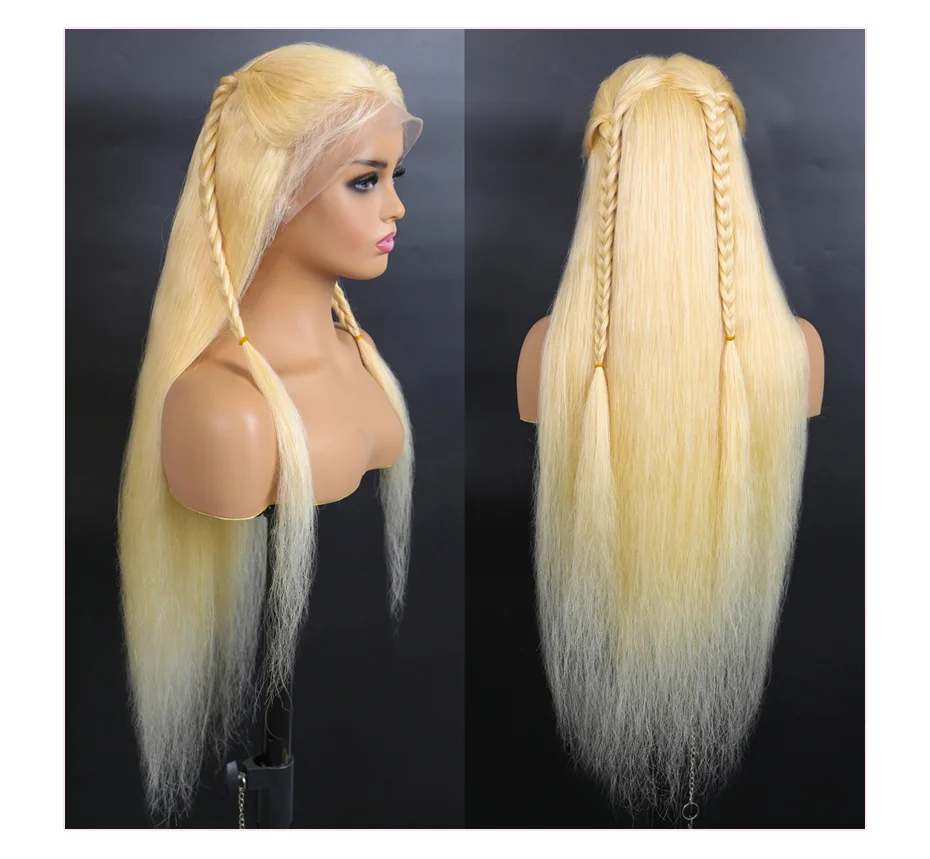 613 volle Spitze Perücke gerade blonde volle Spitze Echthaar Perücke vor gezupft brasilia nischen transparenten 13x6 Spitze Front Perücken für Frauen – Detail 3