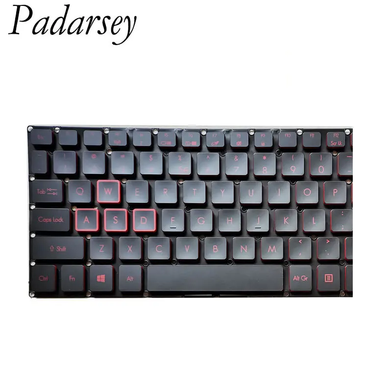 Padarsey Backlit Teclado dos Eua para Acer Nitro An515 51 An51552 An51531 An515-53 An51541 42 Teclados do Portátil Teclas Vermelhas - Imagem 3