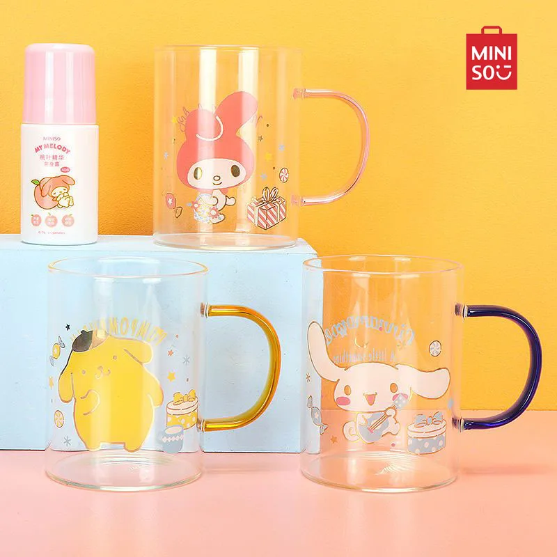 

Miniso 350Ml Sanrio Glass Cup High Boron Silicon Cute Cartoon My Melody Cinnamoroll Household Cup Couple Style Birthday Gift