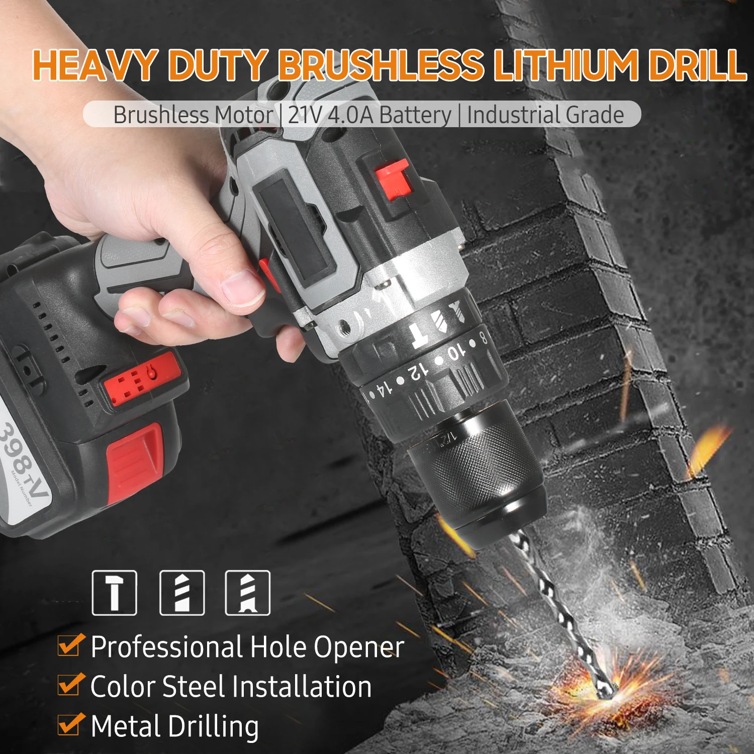 

Cordless Electric Drill Driver 21V Batteries Metal Keyless Variable Speed Electric Impact Hammer Drill Screwdriver Power Tool