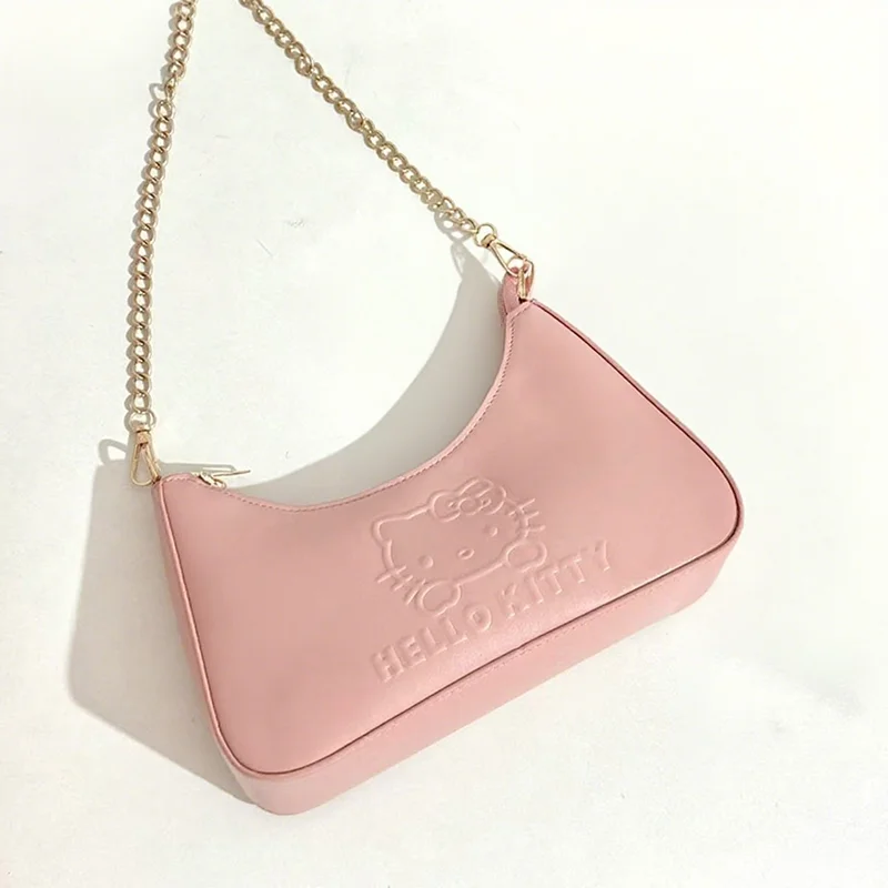 Girl'S Pink Handbag With Cartoon Cute Printed Armpit Bag Fashion Women Mini Shoulder Bag Pu Phone Bag
