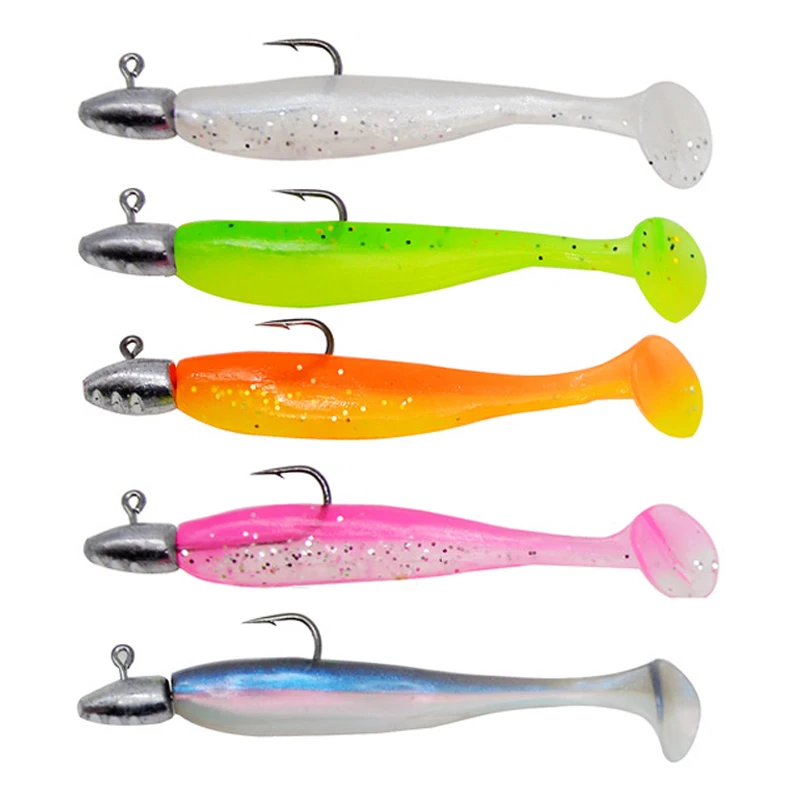 VINGVO Leurres de pêche souples 15 pièces bicolore T queue appât de