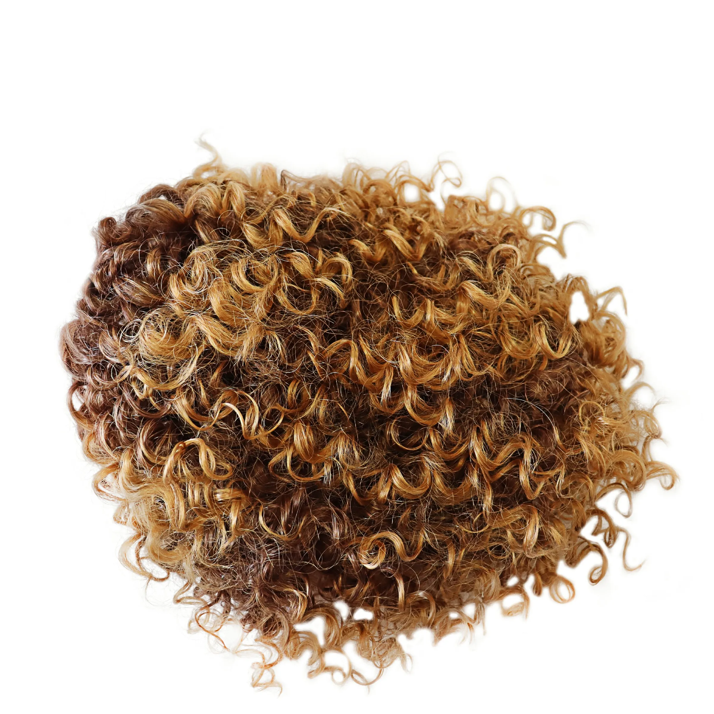 Synthetic African American Wig Natural Synthetic Short Afro Kinky Curly Wig Female Hair Ombre Brown Waving Wig for Woman Sale