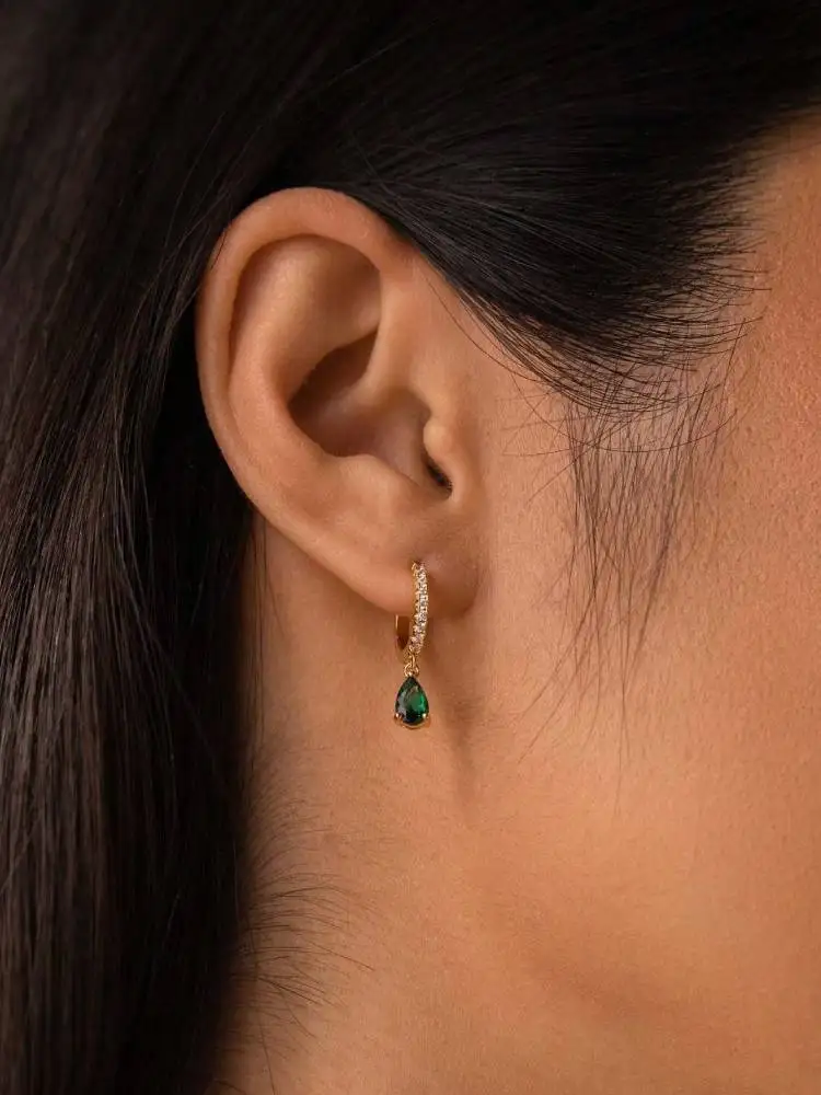 925 Sterling Silber Bunte Zirkon Einfache Mode Wasser Tropfen Creolen Für Frauen Dating Party Hohe Qualität Edlen Schmuck – Detail 2