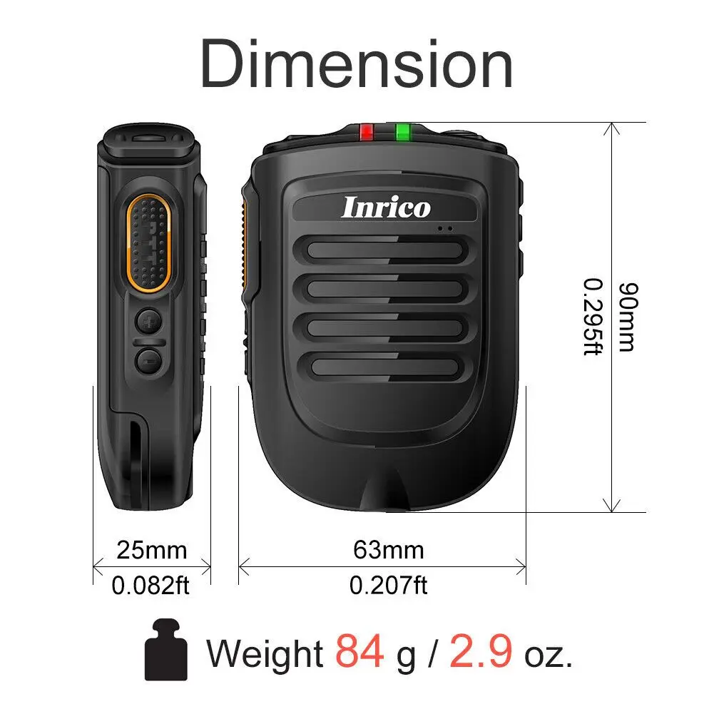 Inrico B01 Wireless Microphone for F22 4G-W2PLUS T320 3G/4G Radio REALPTT ZELLO