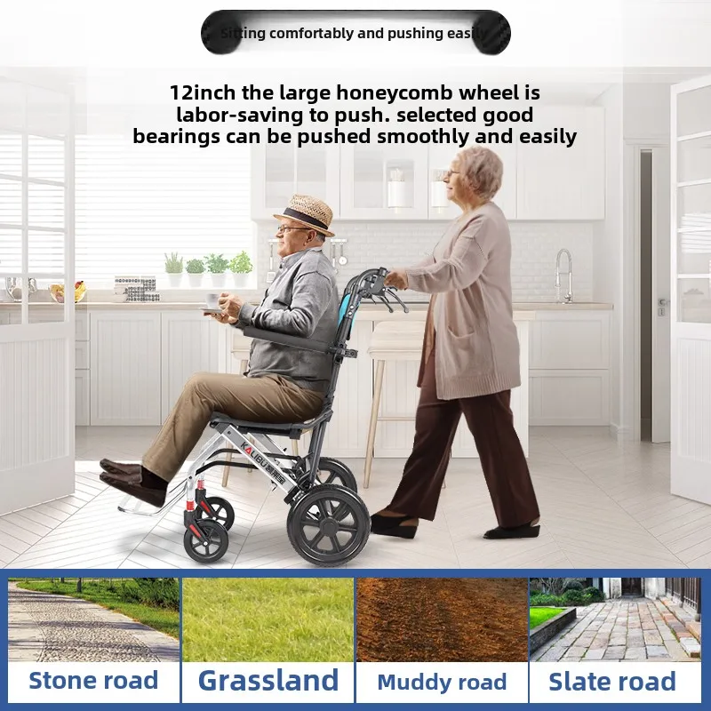 Wheelchair for the elderly folding lightweight small elderly travel God portable wheelchair cart