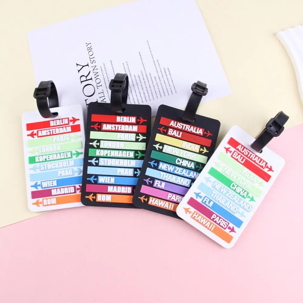 

PVC Country Name Luggage Tag Baggage Name Tags Airplane Suitcase Tag Women Travel Accessories