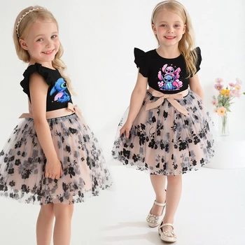 Girls Black Flower Dress 1