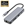 USB 8 in 1 Type C 3.1 To 4K HDTV Hub Adapter All USB3.0 SD TF Card Reader 1000Mbps RJ45 Gigabit for Macbook Notebook Computer 1