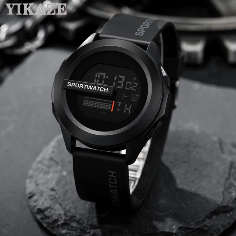 

YIKAZE Men Sport LED Watches Top Brand Men Digital Clock Multi-Functional Rubber Man Fitnes Athlete Timekeeping Electronic Watch