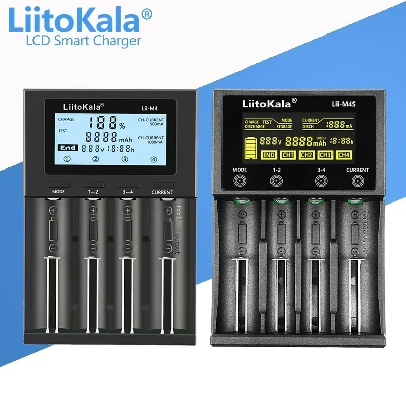 LiitoKala Lii-M4S Lii-M4 18650 Smart Charger LCD Display for 26650 21700 32650 20700 21700 16340 AA AAA battery
